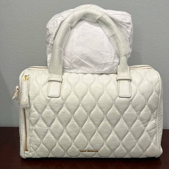 Vera Bradley Quilted Mario Satchel White Genuine Leather - Picture 3 of 14